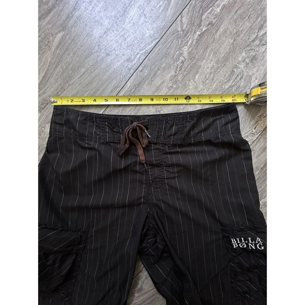 VTG  Billabong Board Shorts Mens 32 Pinstripe Surf Swim Trunks Y2K Embroidered